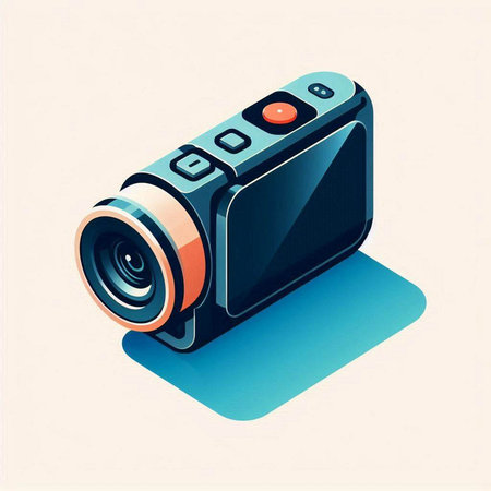 Digital camera on a light background. Vector illustration. Eps 10.のイラスト素材