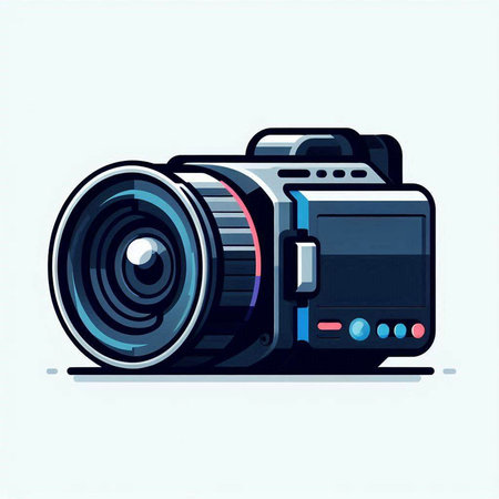 Camera vector illustration. Can be used for topics like photography, technology, equipmentのイラスト素材