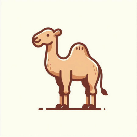 Cute camel on white background. Vector illustration in flat style.のイラスト素材