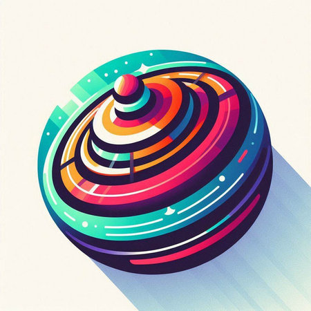 abstract colorful planet on white background with shadow, vector illustration.のイラスト素材