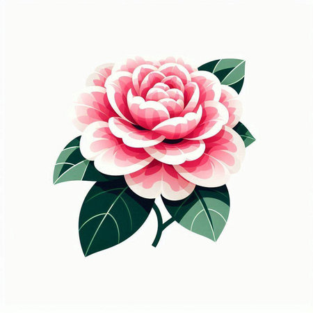 Camellia flower isolated on white background. Vector illustration.のイラスト素材