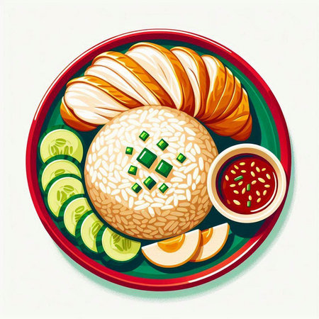 Illustration of a plate of japanese food on a white backgroundのイラスト素材