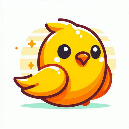 Cute cartoon chick. Vector illustration isolated on a white background.のイラスト素材