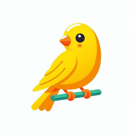 Cute yellow bird isolated on white background. Cartoon vector illustration.のイラスト素材