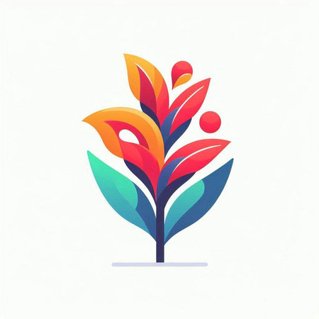 Colorful abstract tree icon in flat style. Vector logo design template.のイラスト素材
