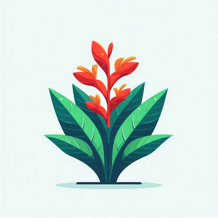 Red Heliconia flower isolated on white background. Vector illustration.のイラスト素材