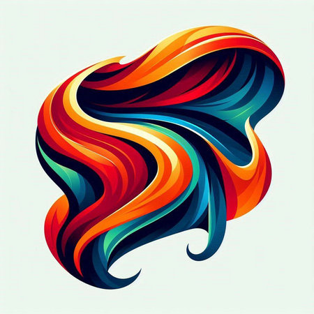 Colorful abstract background with curved lines and waves. Vector illustration.のイラスト素材