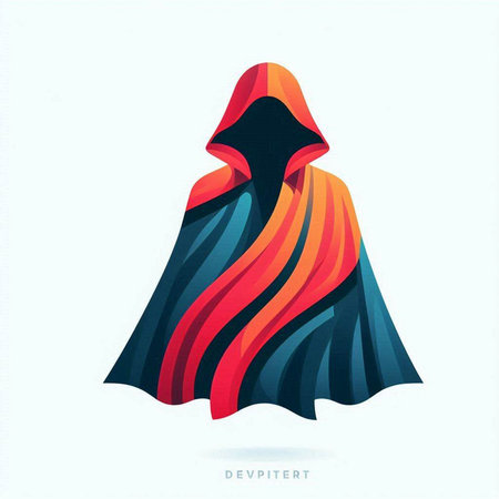 Vector illustration of a red and blue hooded cloak on a white backgroundのイラスト素材