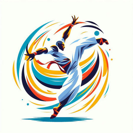 Cricket player in action with ball and bat vector illustration.のイラスト素材