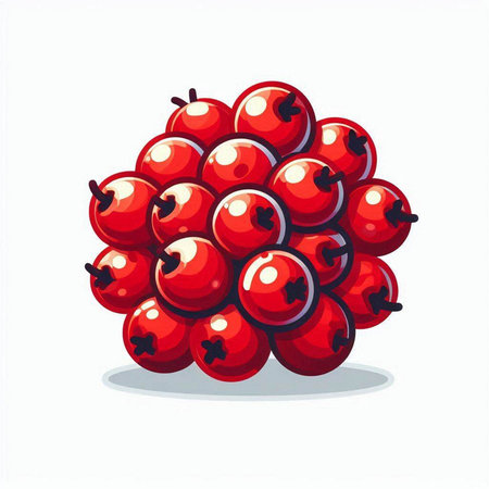 Illustration of a bunch of red currant berries on a white backgroundのイラスト素材