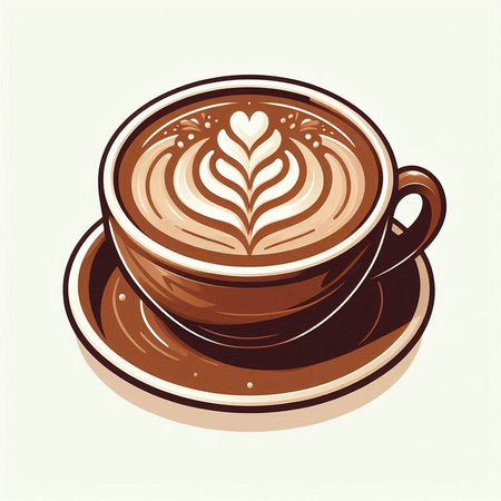 Cup of cappuccino with latte art. Vector illustrationのイラスト素材