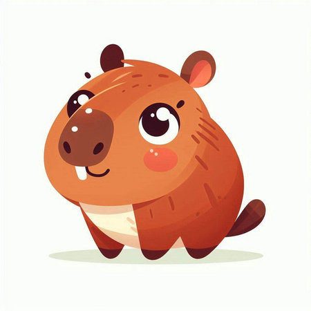 Cute cartoon beaver. Vector illustration of a cute rodent.のイラスト素材
