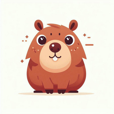 Cute cartoon beaver. Vector illustration in a flat style.のイラスト素材