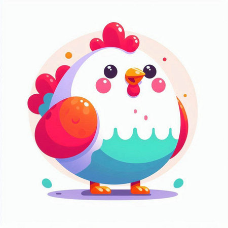Cute cartoon chicken. Vector illustration isolated on a white background.のイラスト素材