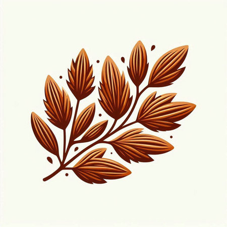 Illustration of a branch with brown leaves on a white background.のイラスト素材