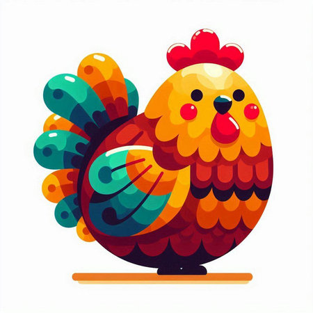 Cute cartoon rooster. Vector illustration isolated on white background.のイラスト素材