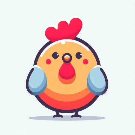 Cute cartoon chicken character. Vector illustration in a flat style.のイラスト素材
