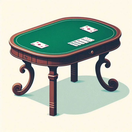 Illustration of a casino table with four aces on it.のイラスト素材