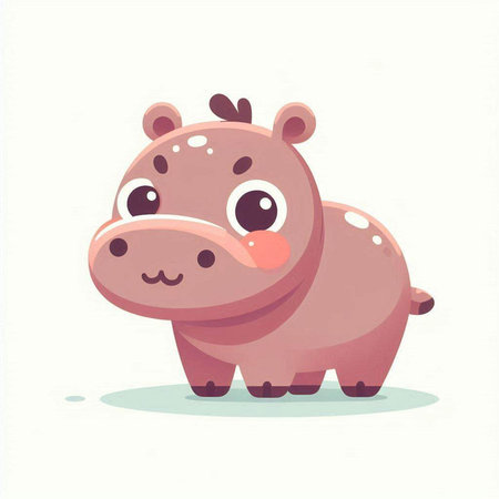 Cute cartoon hippo. Vector illustration in a flat style.のイラスト素材