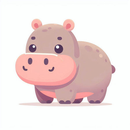 Cute hippo cartoon character isolated on white background. Vector illustration.のイラスト素材