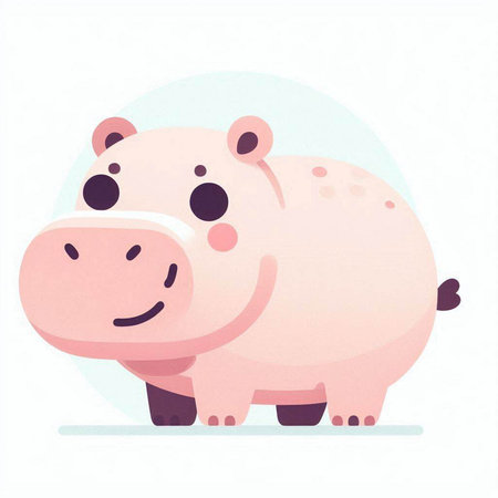 Cute hippopotamus vector illustration. Cute cartoon hippo.のイラスト素材