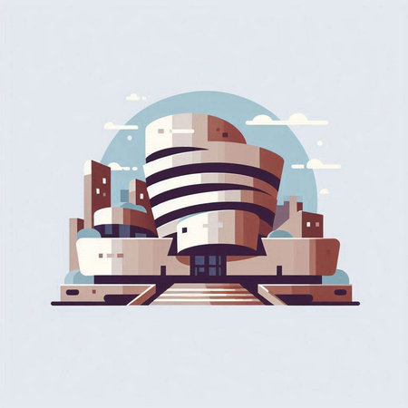 Vector illustration of modern architecture in flat style. Urban city landscape.のイラスト素材