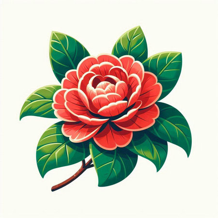 Camellia flower isolated on white background. Vector illustration.のイラスト素材