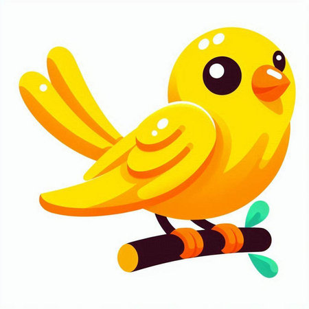 cute yellow bird on a white background. vector illustration in cartoon styleのイラスト素材