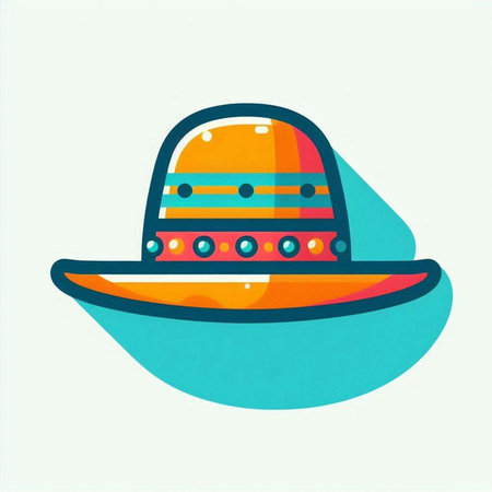 Vector illustration of a hat in retro style on a light background.のイラスト素材