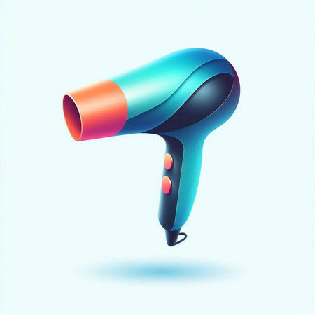 Hairdryer icon on blue background. Realistic vector illustration.のイラスト素材