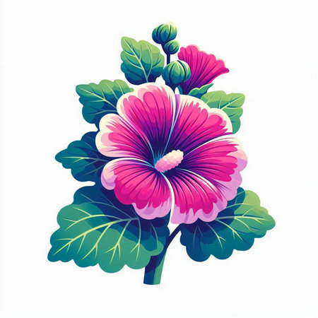Hibiscus flower isolated on white background. Vector illustration.のイラスト素材