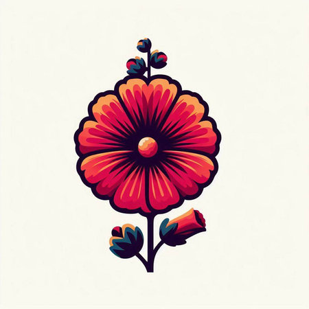 Hibiscus flower vector illustration. Hand drawn design element.のイラスト素材
