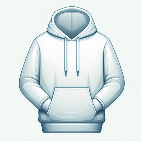Illustration of a white hooded sweatshirt with a hood.のイラスト素材