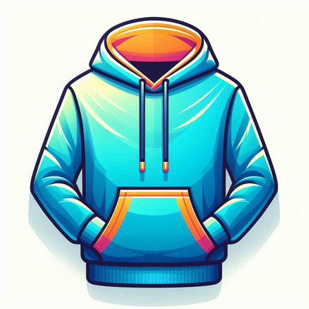 Vector illustration of blue hoodie. Isolated on white background.のイラスト素材