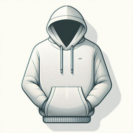 Hooded sweatshirt with a hood on a white background.のイラスト素材