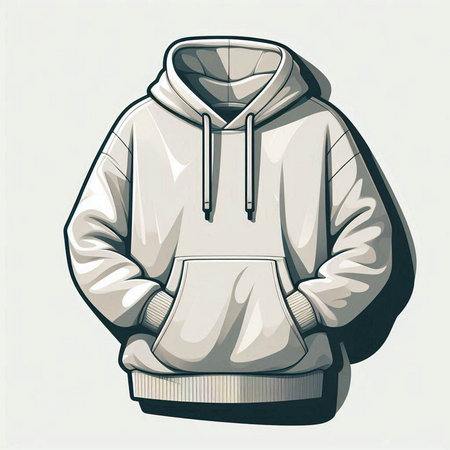 Vector illustration of a white hoodie with a hood on a white backgroundのイラスト素材