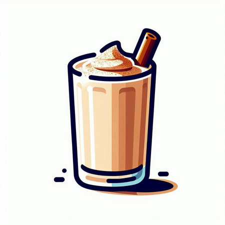 Coffee cup with whipped cream and cinnamon. Vector illustration.のイラスト素材