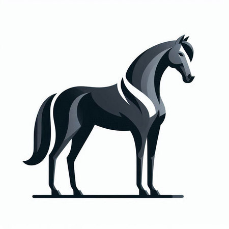 Horse black and white silhouette isolated on white background. Vector illustrationのイラスト素材