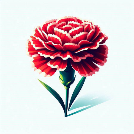 Illustration of red carnation on white background. Vector illustration.のイラスト素材