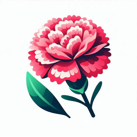 Carnation flower. Hand drawn vector illustration. Isolated on white background.のイラスト素材