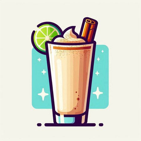 Coffee smoothie with lime and cinnamon. Vector illustration.のイラスト素材