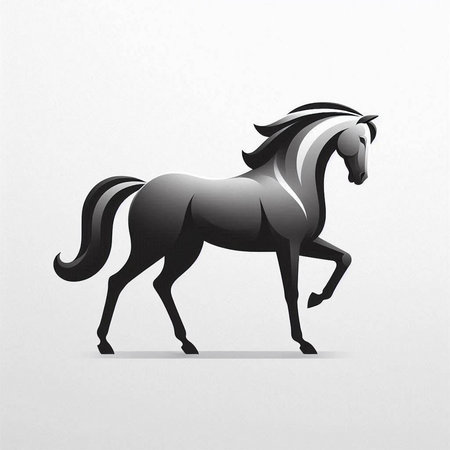 Black horse on white background. Vector illustration for your design. Eps 10のイラスト素材