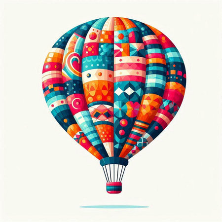 Colorful hot air balloon isolated on white background. Vector illustration.のイラスト素材