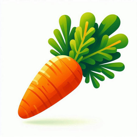 Carrot with green leaves on a white background. Vector illustration.のイラスト素材