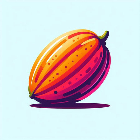 Cocoa fruit vector illustration. Cucumis carambola.のイラスト素材