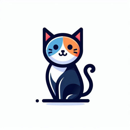 Cute cartoon cat icon. Vector illustration isolated on white background.のイラスト素材