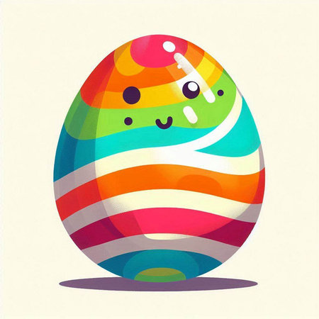 Colorful easter egg with a funny face. Vector illustration.のイラスト素材