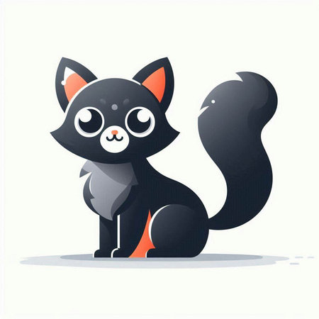 Cute black cat with big eyes. Cartoon character. Vector illustration.のイラスト素材