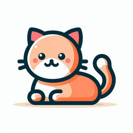 Cute cartoon cat. Vector illustration. Isolated on white background.のイラスト素材