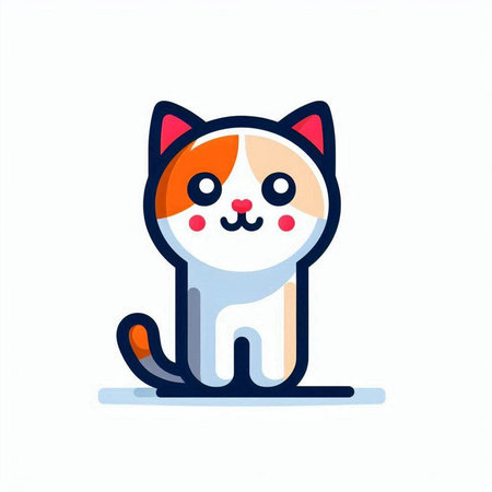 Cute cat. Vector illustration in flat style. Isolated on white background.のイラスト素材